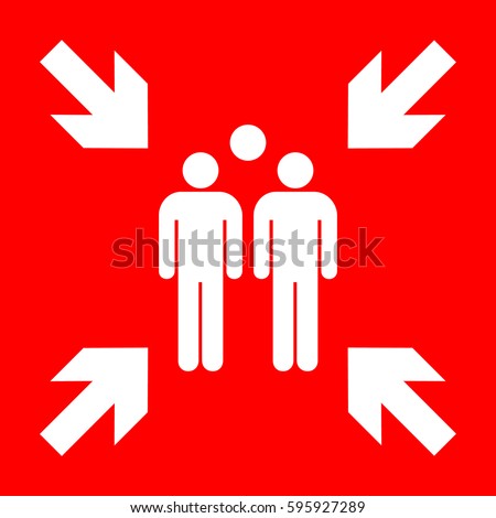 Emergency fire assembly point sign, fire gathering point signboard, vector illustration.