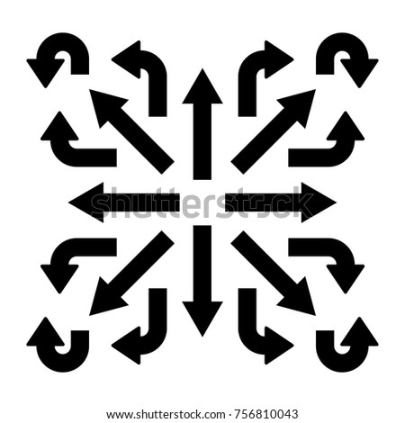 Black arrows set, various isolated arrows icon set, vector illustration.