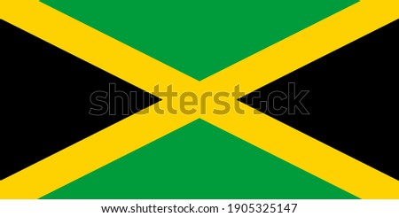 Flag of Jamaica is an island country situated in the Caribbean Sea. Vector illustration