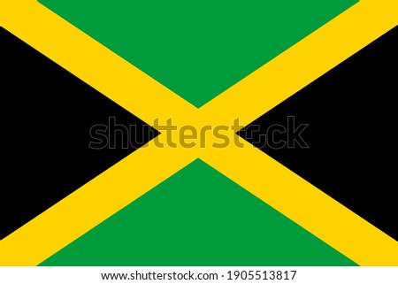 Flag of Jamaica is an island country situated in the Caribbean Sea. Vector illustration