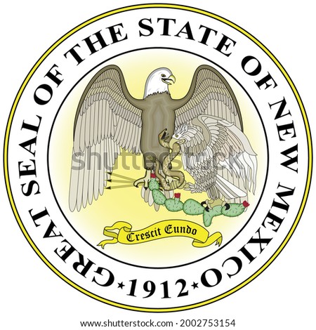 Coat of arms of New Mexico is a state in the Southwestern United States. Vector illustration