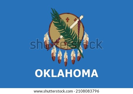 Flag of Oklahoma is a state in the South Central region of the United States. Vector illustration