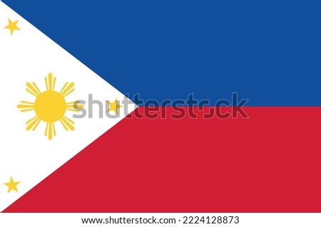 Flag of Republic of the Philippines is an archipelagic country in Southeast Asia. Vector illustration