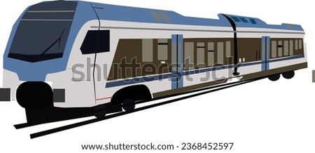 Modern electric high-speed train. Railroad travel and railway tourism. Subway or metro streamlined fast train transport. Vector illustration isolated on white background