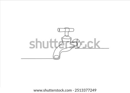 continuous line vector illustration design of water tap