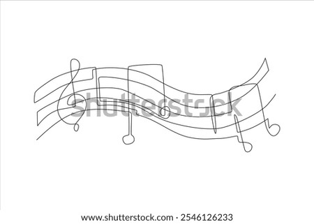 A minimalist line drawing of musical notes and staves, representing the concept of music.