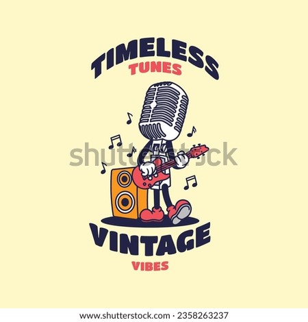 Hand-drawn vintage and retro mascot for music industry