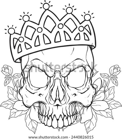 hand draw skull with mandala style coloring page for adult an illustration of skull head with floral style.