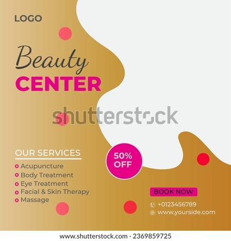 Editable spa and beauty square banner template design. Spa, beauty, and massage social media post. Flat design vector with a photo collage. Usable for social media, banner, and web internet ads EPS 10
