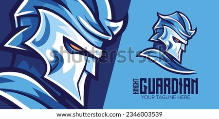 Sporty Blue Knight Emblem: Modern Vector Logo Design for Esport Team, Badge, Guardian Mascot, and T-shirt Printing