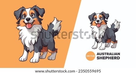 Charming Aussie Shepherd Cartoon: Vector Art for Print and Decoration