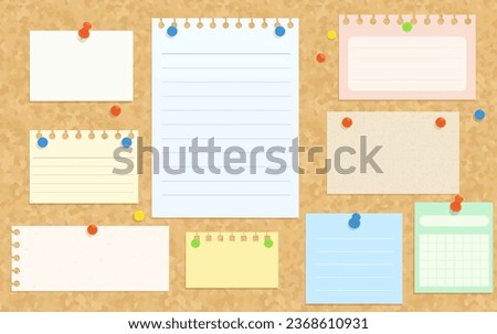 Illustration of a cork board with many notes on it