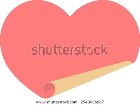 Clip art of heart whose edge is turned up