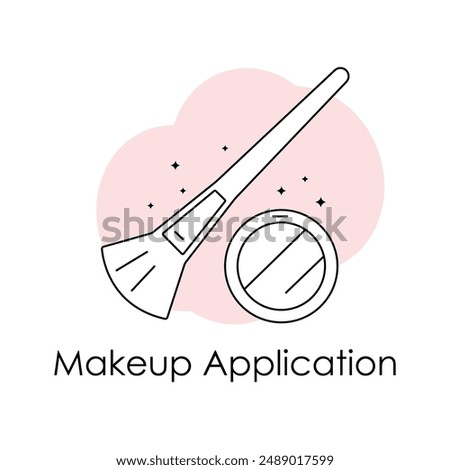 Makeup Application Icon: Foundation, Concealer, Eyeshadow, Lipstick, Blush, Makeup Brushes, Contouring, Makeup Tutorial, Beauty Tools, Cosmetic Application.