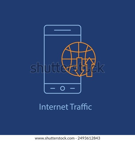 Internet Traffic Icon - Data Flow, Online Activity, Web Traffic with editable stroke.