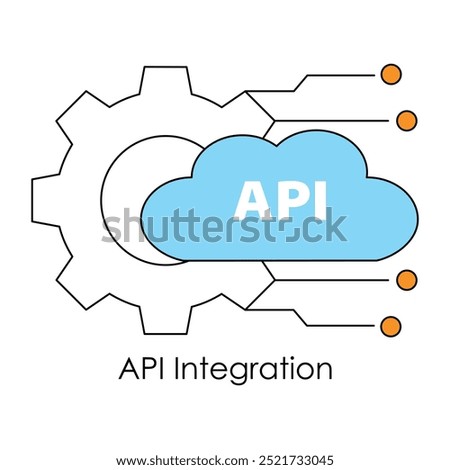 Vector icon for API Integration with connected interfaces.