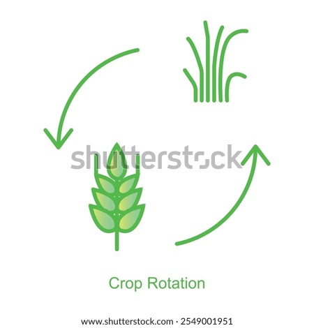 Vector icon for Crop Rotation with Circular Arrow Design. Highlights soil enrichment and sustainable farming practices through dynamic crop rotation symbols.