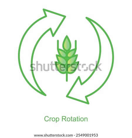 Vector icon for Crop Rotation with Circular Arrow Design. Highlights soil enrichment and sustainable farming practices through dynamic crop rotation symbols.