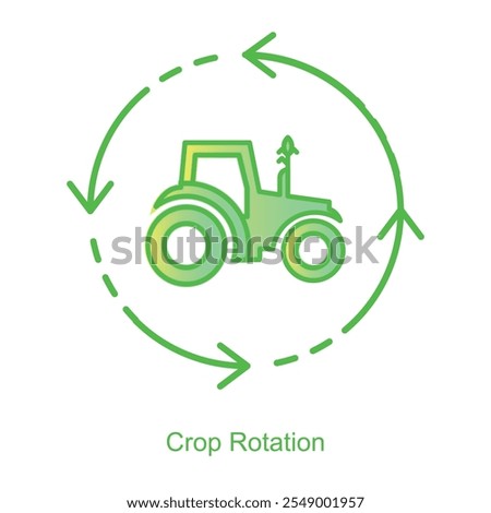 Vector icon for Crop Rotation with Circular Arrow Design. Highlights soil enrichment and sustainable farming practices through dynamic crop rotation symbols.