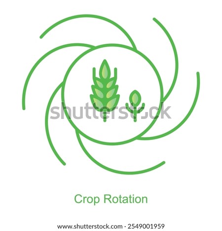 Vector icon for Crop Rotation with Circular Arrow Design. Highlights soil enrichment and sustainable farming practices through dynamic crop rotation symbols.