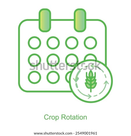 Vector icon for Crop Rotation with Circular Arrow Design. Highlights soil enrichment and sustainable farming practices through dynamic crop rotation symbols.