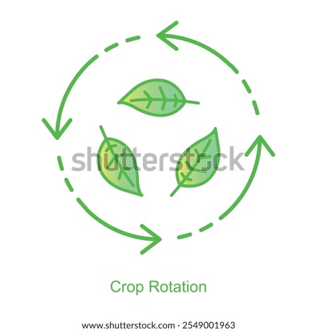 Vector icon for Crop Rotation with Circular Arrow Design. Highlights soil enrichment and sustainable farming practices through dynamic crop rotation symbols.