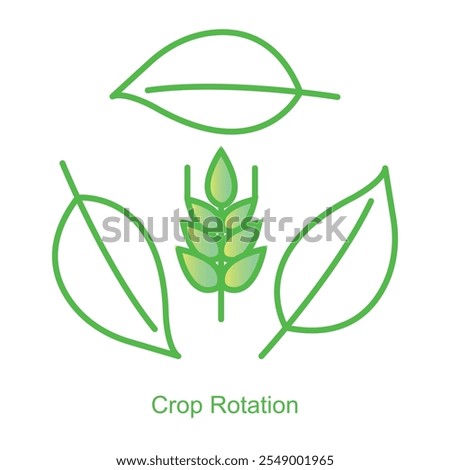 Vector icon for Crop Rotation with Circular Arrow Design. Highlights soil enrichment and sustainable farming practices through dynamic crop rotation symbols.