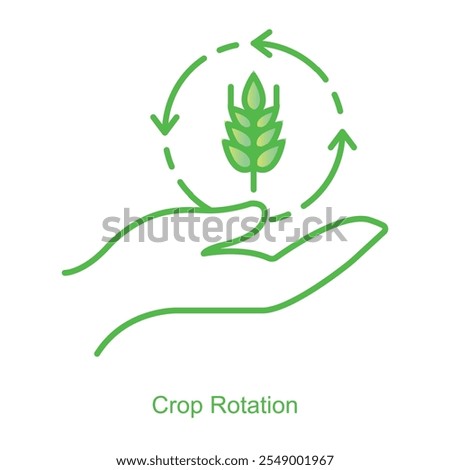 Vector icon for Crop Rotation with Circular Arrow Design. Highlights soil enrichment and sustainable farming practices through dynamic crop rotation symbols.