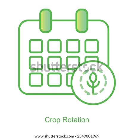 Vector icon for Crop Rotation with Circular Arrow Design. Highlights soil enrichment and sustainable farming practices through dynamic crop rotation symbols.