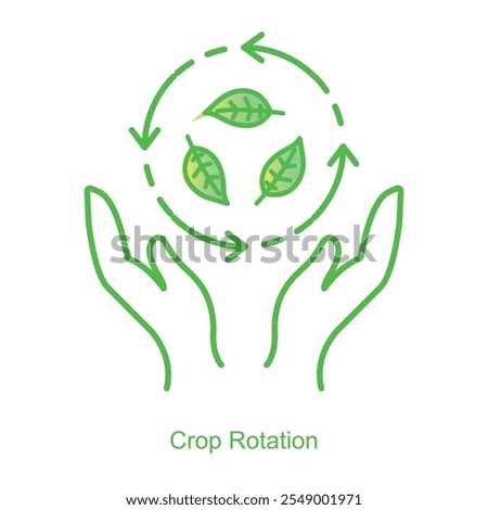 Vector icon for Crop Rotation with Circular Arrow Design. Highlights soil enrichment and sustainable farming practices through dynamic crop rotation symbols.