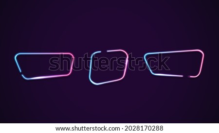 Set of Asymmetric geometric gradient neon frames isolated for your arts. Pink and blue frames with copy space Zdjęcia stock © 