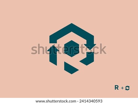 Recycle r logo t logo Ar row Circle Icon, T logo recycle, T letter logo with arrows. r letter recyclevector icon illustration