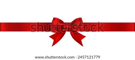 Vector red bow and ribbon for Christmas gifts, Valentine's Day, birthday, Valentine's Day.