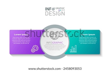 Vector infographic label design template 2 step process, presentation, flow chart, data graph