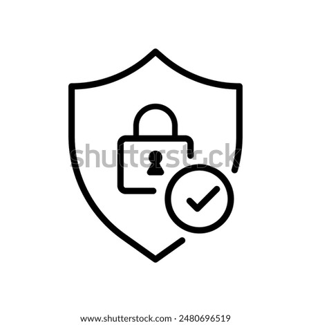 Approved check mark with shield icon For designing websites, logos, apps, templates safety signs.