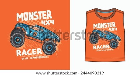 Monster Racer, Monster Truck Vector.