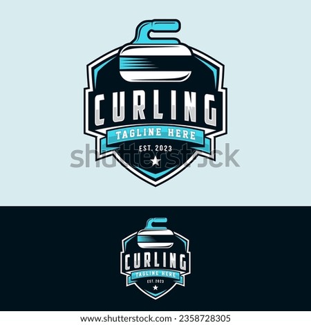 Curling logo vector illustration, Logo for curling sport team. Curling sport with stone