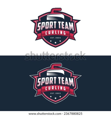 Curling game logo vector illustration, Logo for curling sport team. Curling sport with stone