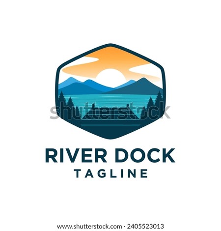 Dock and lake logo design creative idea inspiration, Construction dock repair houseboat logo design