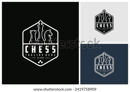 Chess logo design for championship, tournament, chess club, business card, vector Illustration