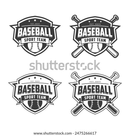 Baseball logo, Badges set of baseball team, emblem set collection, design template on light background