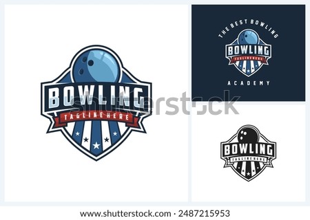 Bowling logo sport design template, bowling team emblem badge, bowling tournament logo design vector illustration