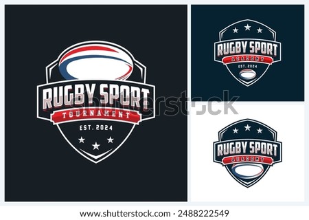 Rugby logo sport design template, rugby emblem vector, rugby tournament badge logo design vector illustration