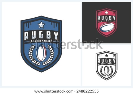 Rugby logo sport design template, rugby emblem vector, rugby tournament badge logo design vector illustration