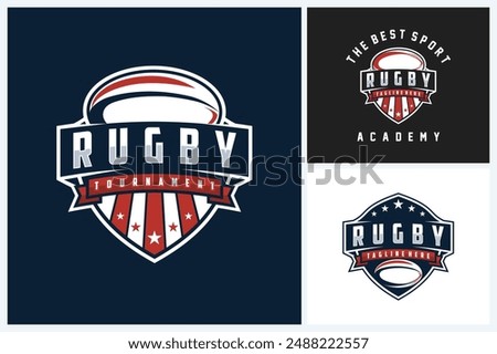 Rugby logo sport design template, rugby emblem vector, rugby tournament badge logo design vector illustration