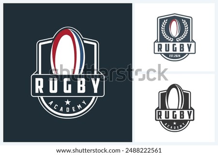 Rugby logo sport design template, rugby emblem vector, rugby tournament badge logo design vector illustration