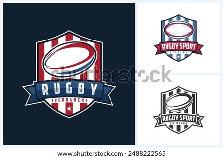 Rugby logo sport design template, rugby emblem vector, rugby tournament badge logo design vector illustration