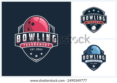 Bowling logo sport design template, bowling emblem vector, bowling tournament logo badge design vector illustration