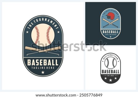 Baseball logo sport design template, baseball sport emblem vector, baseball tournament logo badge design vector illustration