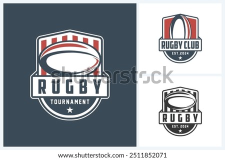 Rugby logo sport design template, rugby emblem vector, rugby tournament badge logo design vector illustration